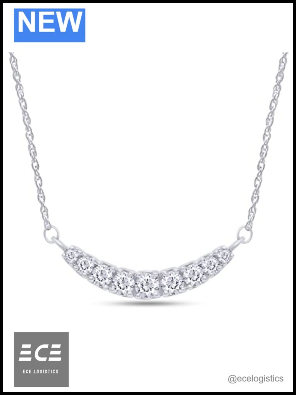 Moissanite Diamond Nine Stone Graduated Collar Necklace 14k Gold Plated 925